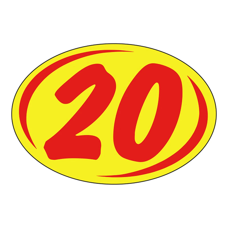 2 Digit Model Year Yellow and Red Windshield Oval Stickers