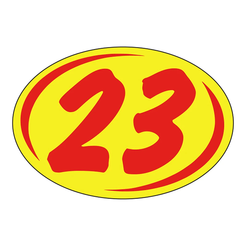 2 Digit Model Year Yellow and Red Windshield Oval Stickers