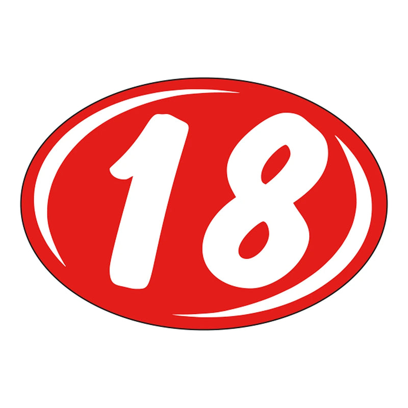 2 Digit Model Year Red and White Windshield Oval Stickers