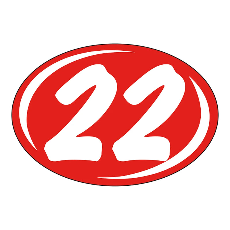 2 Digit Model Year Red and White Windshield Oval Stickers