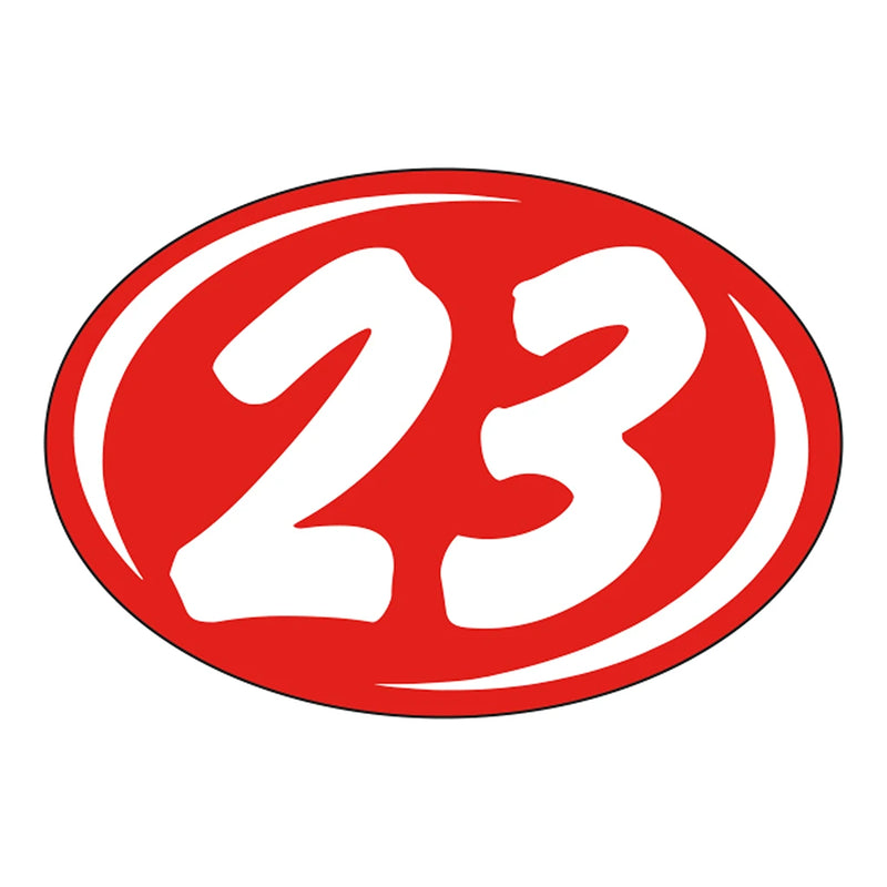 2 Digit Model Year Red and White Windshield Oval Stickers