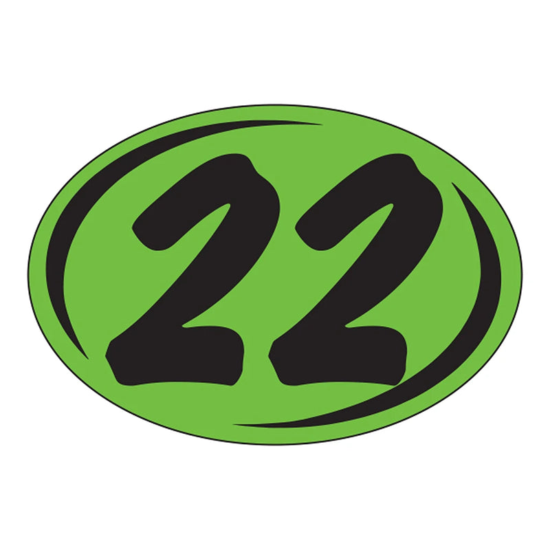 2 Digit Model Year Chartreuse and Black Windshield Oval Stickers