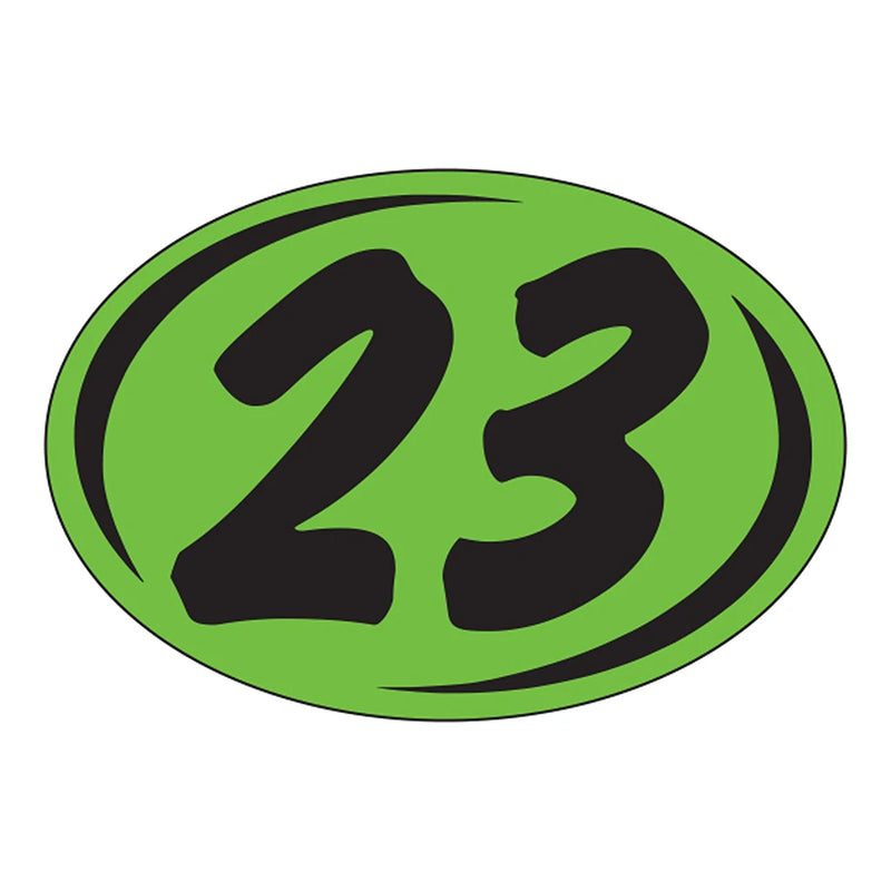 2 Digit Model Year Chartreuse and Black Windshield Oval Stickers