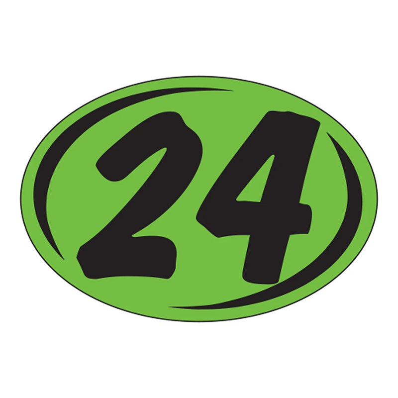 2 Digit Model Year Chartreuse and Black Windshield Oval Stickers