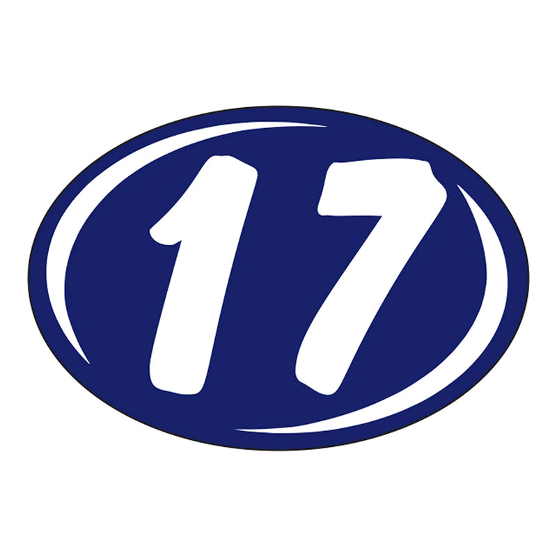 2 Digit Model Year Blue & White Windshield Oval Stickers