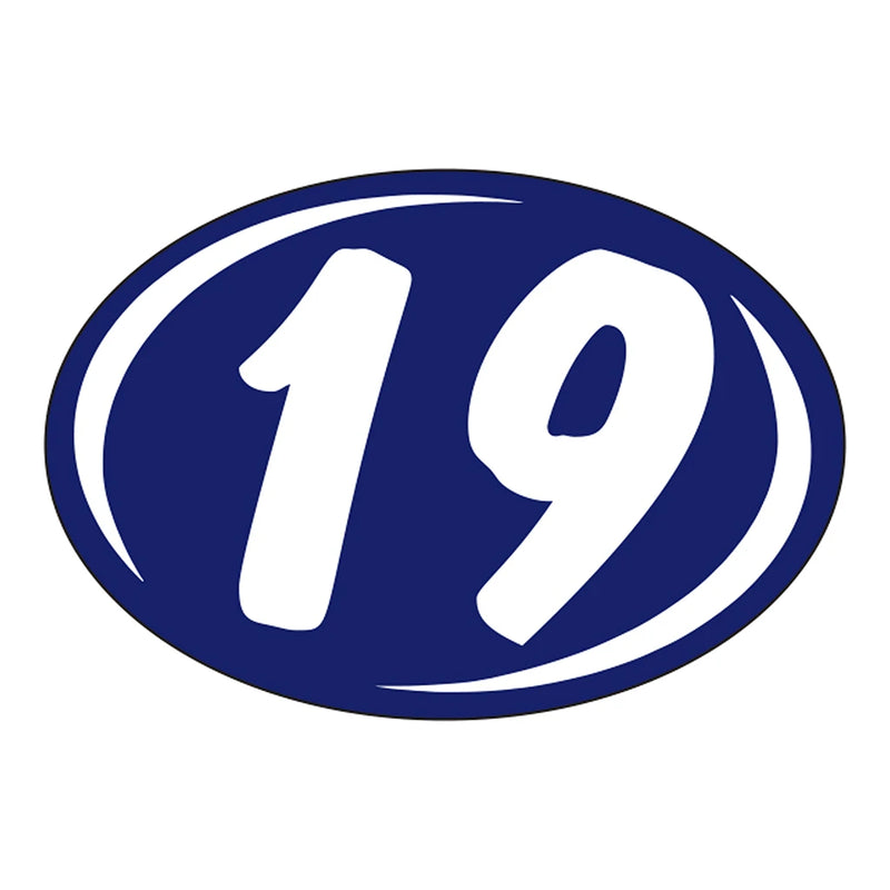 2 Digit Model Year Blue & White Windshield Oval Stickers