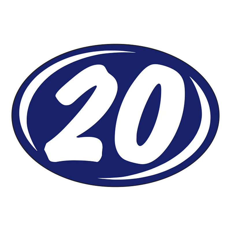 2 Digit Model Year Blue & White Windshield Oval Stickers
