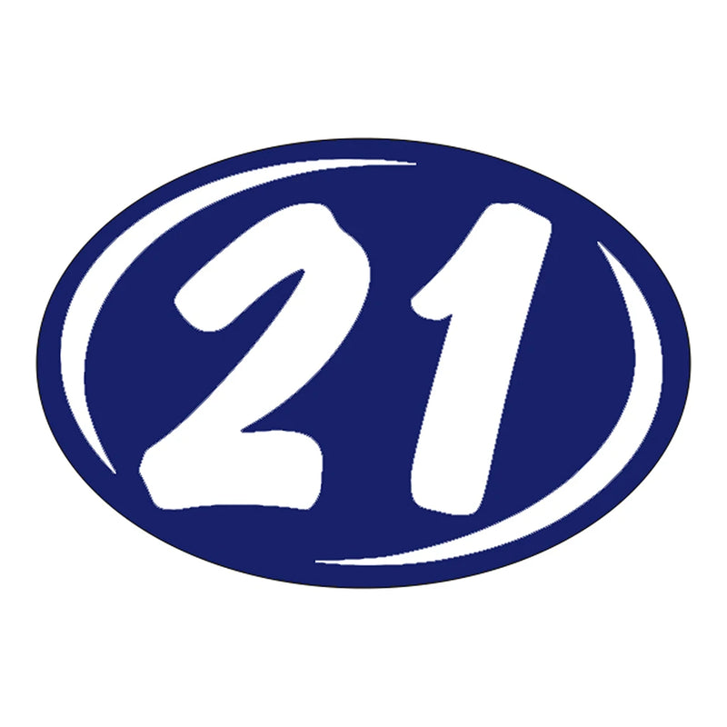 2 Digit Model Year Blue & White Windshield Oval Stickers
