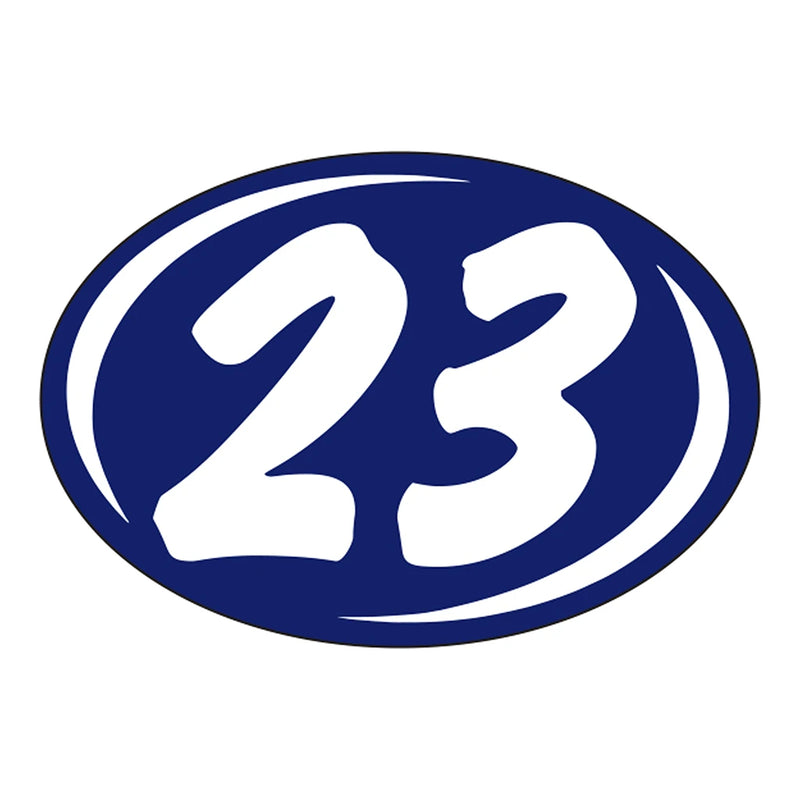 2 Digit Model Year Blue & White Windshield Oval Stickers