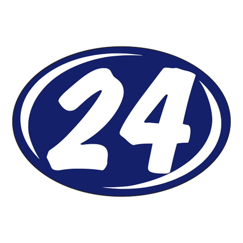 2 Digit Model Year Blue & White Windshield Oval Stickers