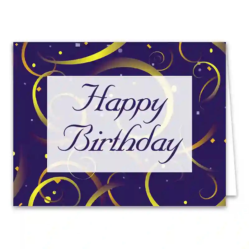 Customer birthday greeting card with envelope and business card slot.