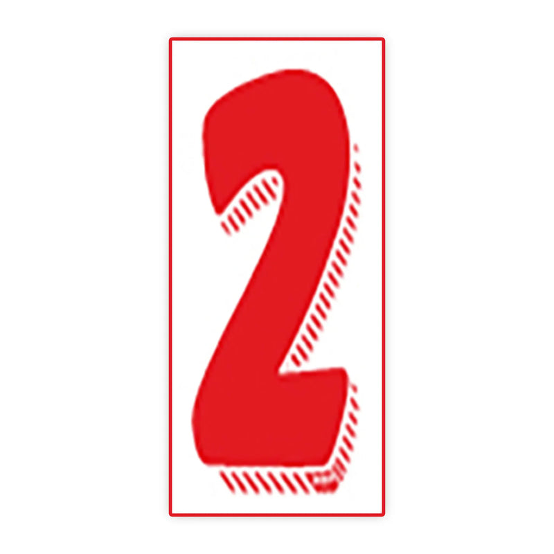 7 1/2"  White and Red Windshield Number Stickers - Prime Dealer Supply