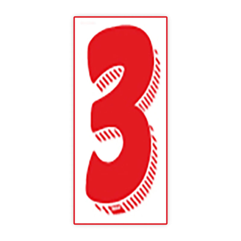 7 1/2"  White and Red Windshield Number Stickers - Prime Dealer Supply