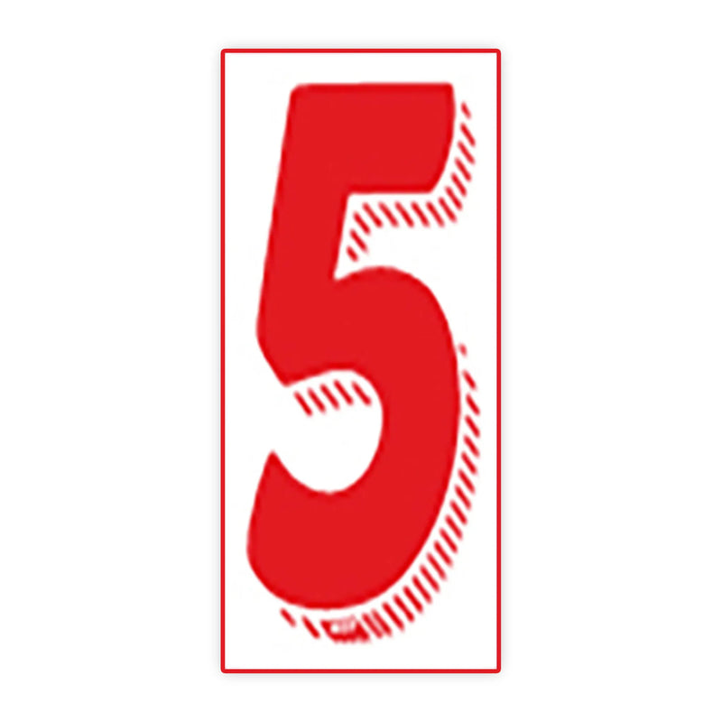 7 1/2"  White and Red Windshield Number Stickers - Prime Dealer Supply