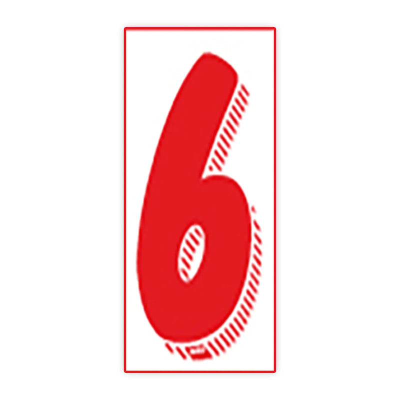 7 1/2"  White and Red Windshield Number Stickers - Prime Dealer Supply