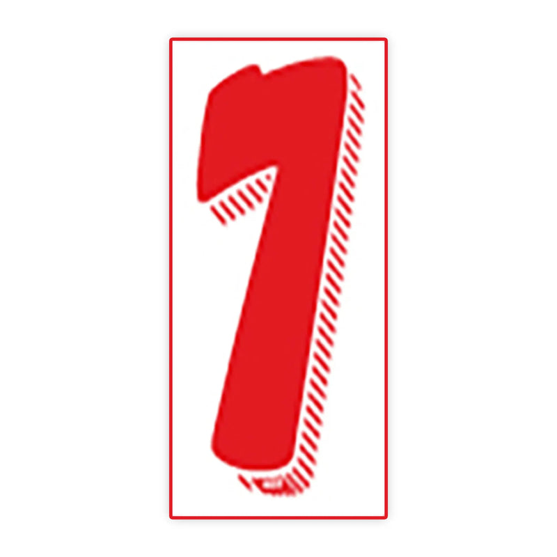 7 1/2"  White and Red Windshield Number Stickers - Prime Dealer Supply