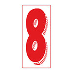 Thumbnail for 7 1/2"  White and Red Windshield Number Stickers - Prime Dealer Supply