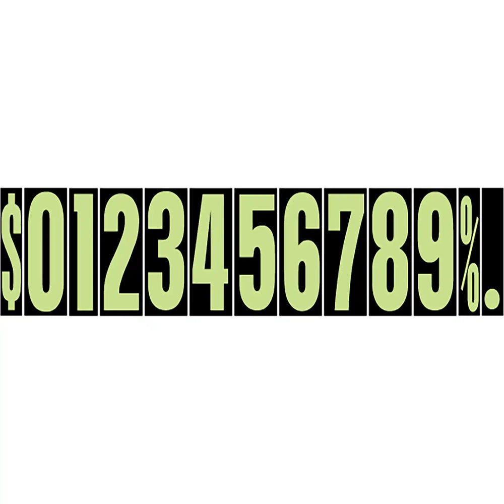 9 1/2" Chartreuse and Black Windshield Number Stickers