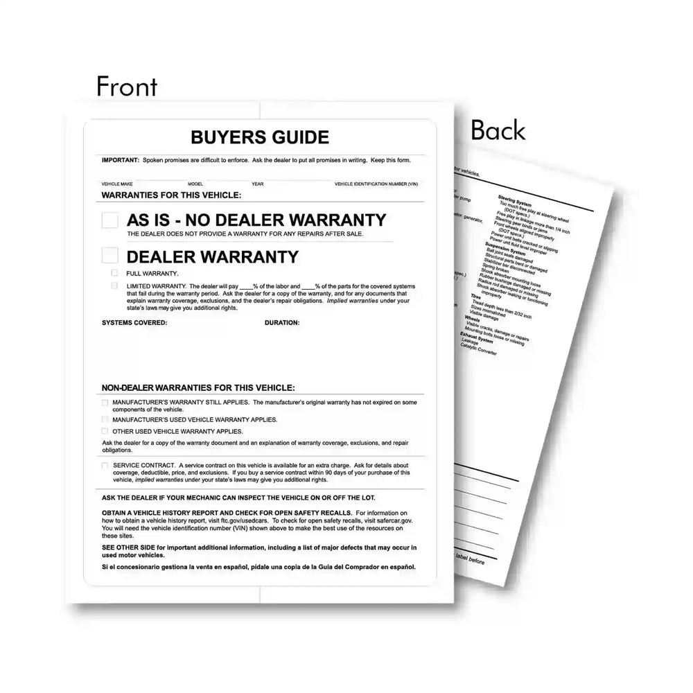 As is Buyers Guide Laser Form.