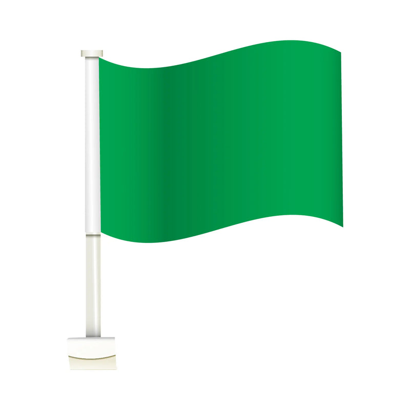Green Double Pane Clip-on Car Window Flag.