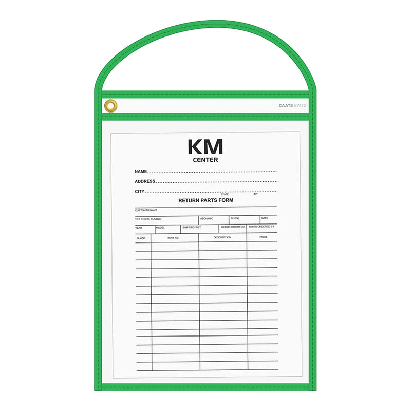 Green Neon Stitched Work & Repair Order Holders – Clear Vinyl.