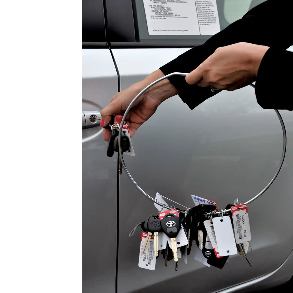 Monster Key Ring at Car Lot with Key Tags.