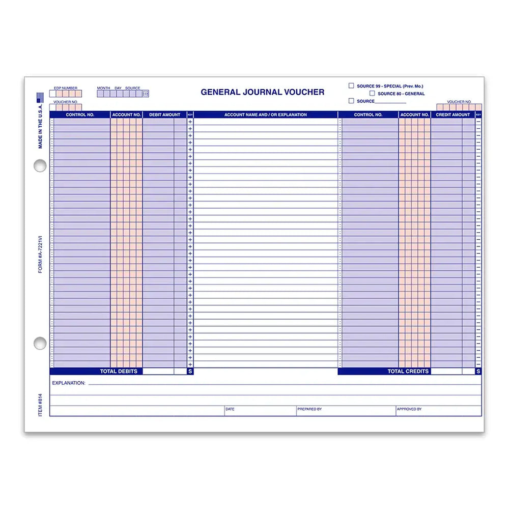 General Journal Vouchers Forms.