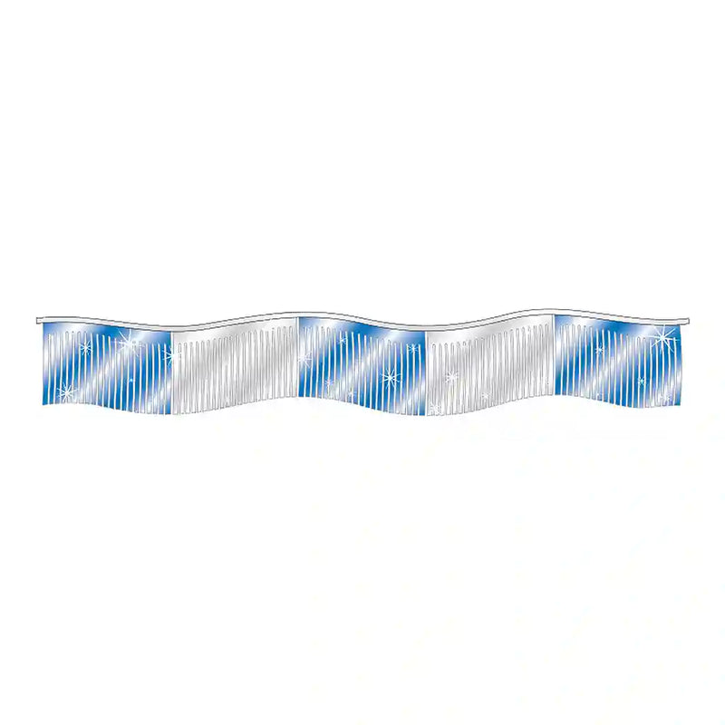 Blue and Silver Metallic Fringe Pennants.
