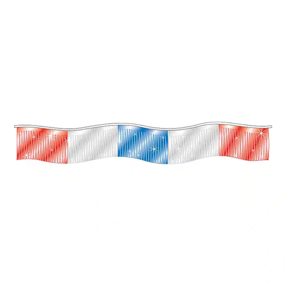 Red Silver Blue Metallic Fringe Pennants