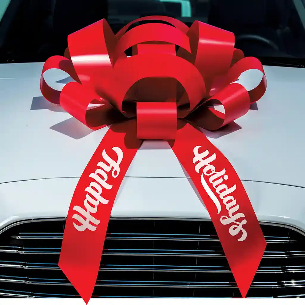 Red Happy Holidays  Car Bow with Magnet