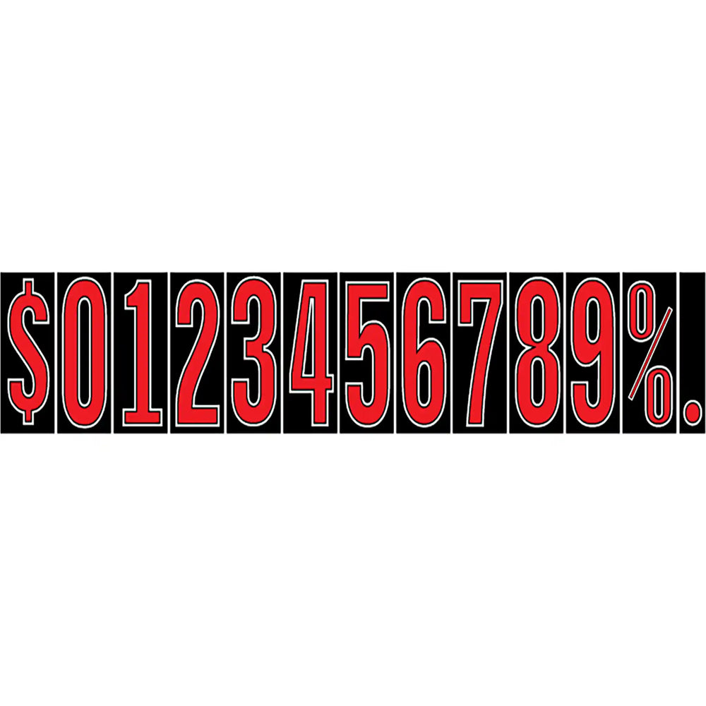 Red and Black with pricing numbers