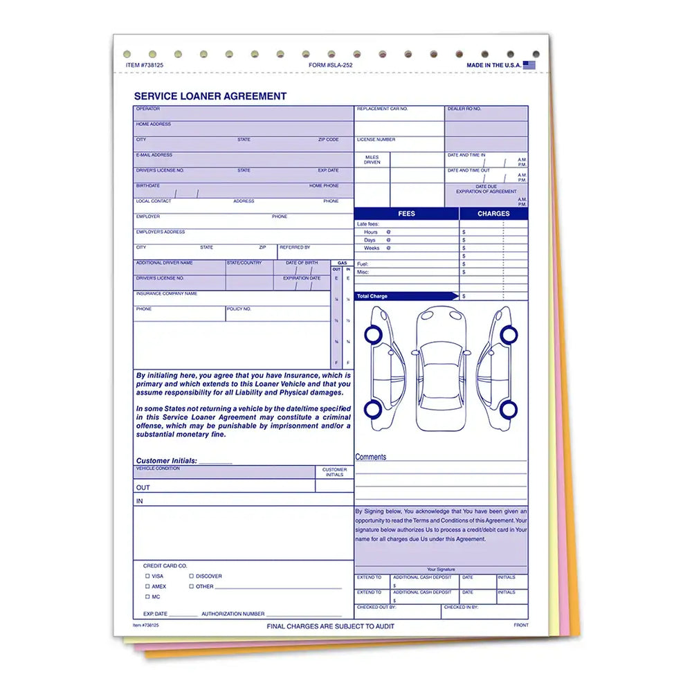 Service Loaner Agreement Forms