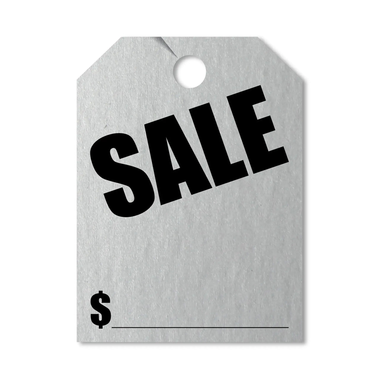 Sale Mirror Hang Tags Metallic Silver and Black.