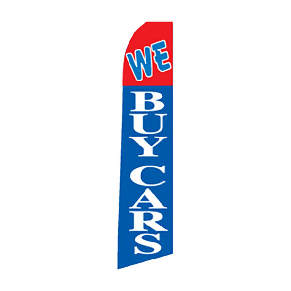We Buy Cars Swooper Feather Flag Kit with Ground Spike Base - Prime Dealer Supply