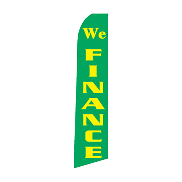 We Finance Green and Yellow Swooper Feather Flag- Prime Dealer Supply