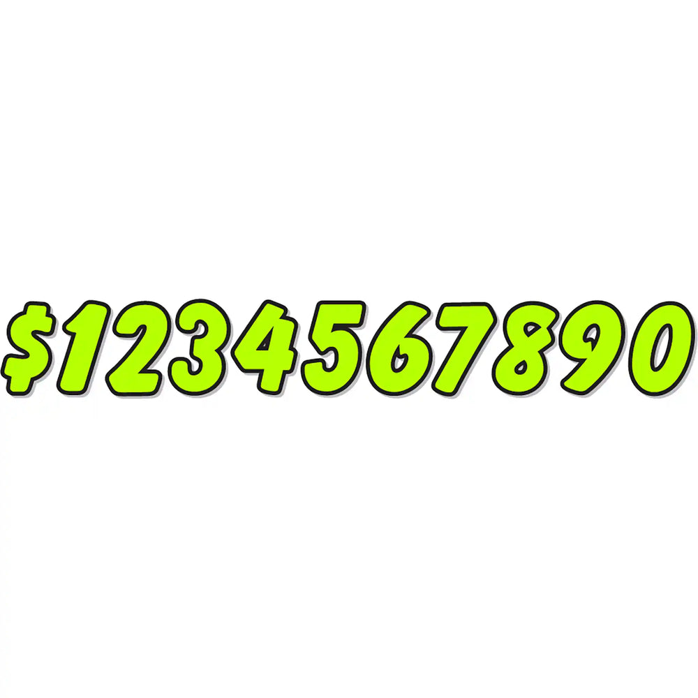 Die Cut Chartreuse and Black Windshield Numbers