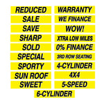 Thumbnail for Yellow and black windshield slogan decals with 3-D shading, 15" x 2-3/4".