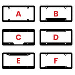 Thumbnail for Six black license plate frames styles to choose to customize.