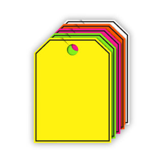 Mirror Hang Tags Blank with border shown in 5 colors.