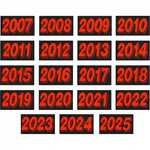Thumbnail for 4 Digit Model Year Fire Red and Black Windshield Stickers.