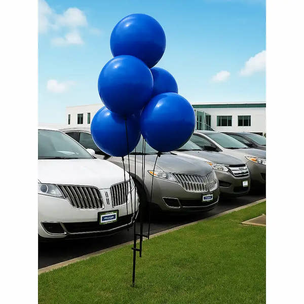 Solid Color Reusable 5 Balloon Cluster Kit with ground spike