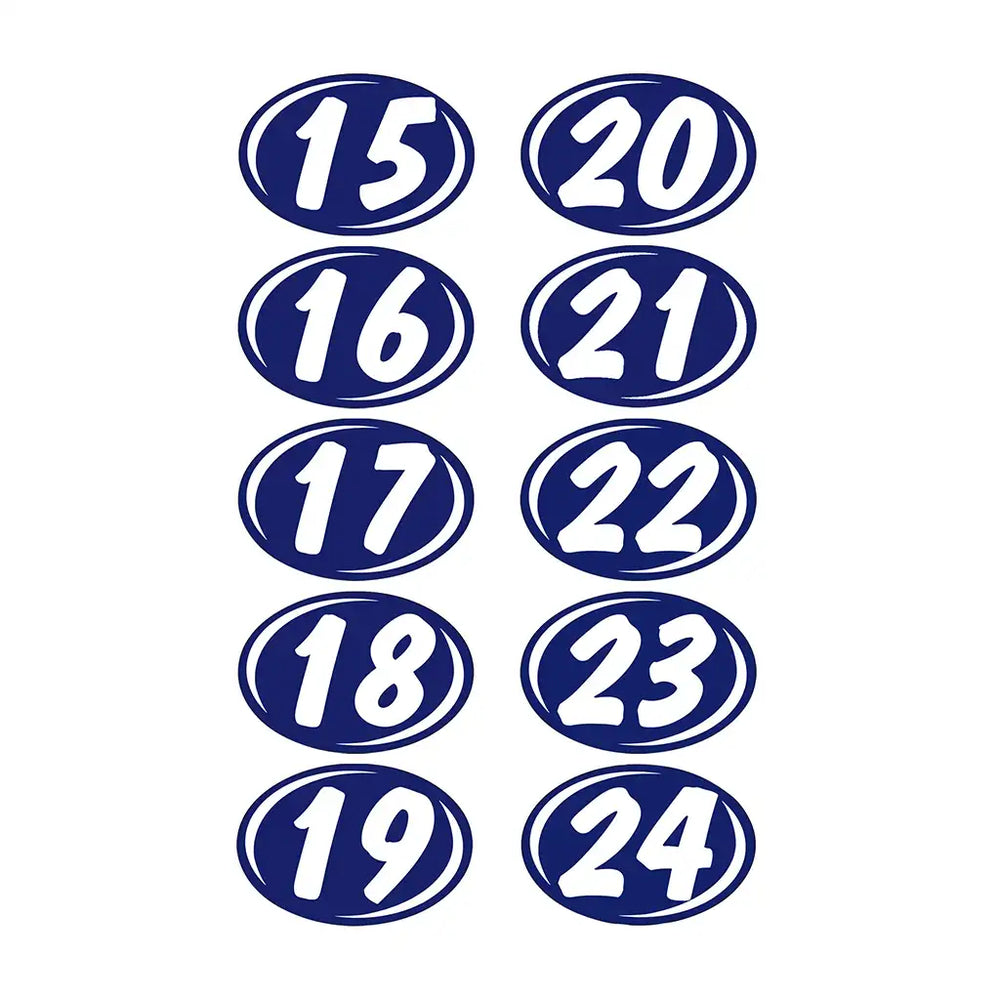 2 digit year windshield sticker blue and white.