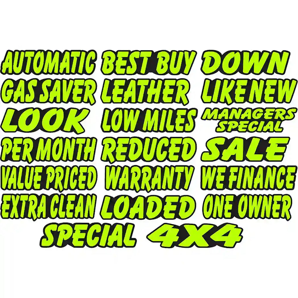 Chartreuse Die Cut Slogan Decals – 12 Pack