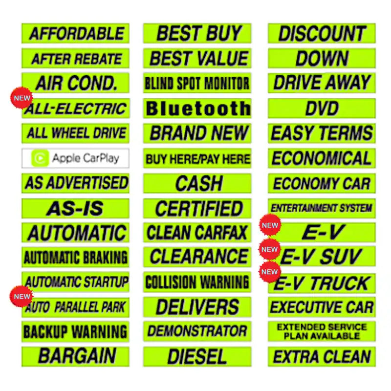 Chartreuse and Black Slogans sold by dozen.