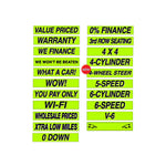 Thumbnail for Chartreuse and Black Windshield Slogans sold by dozen.