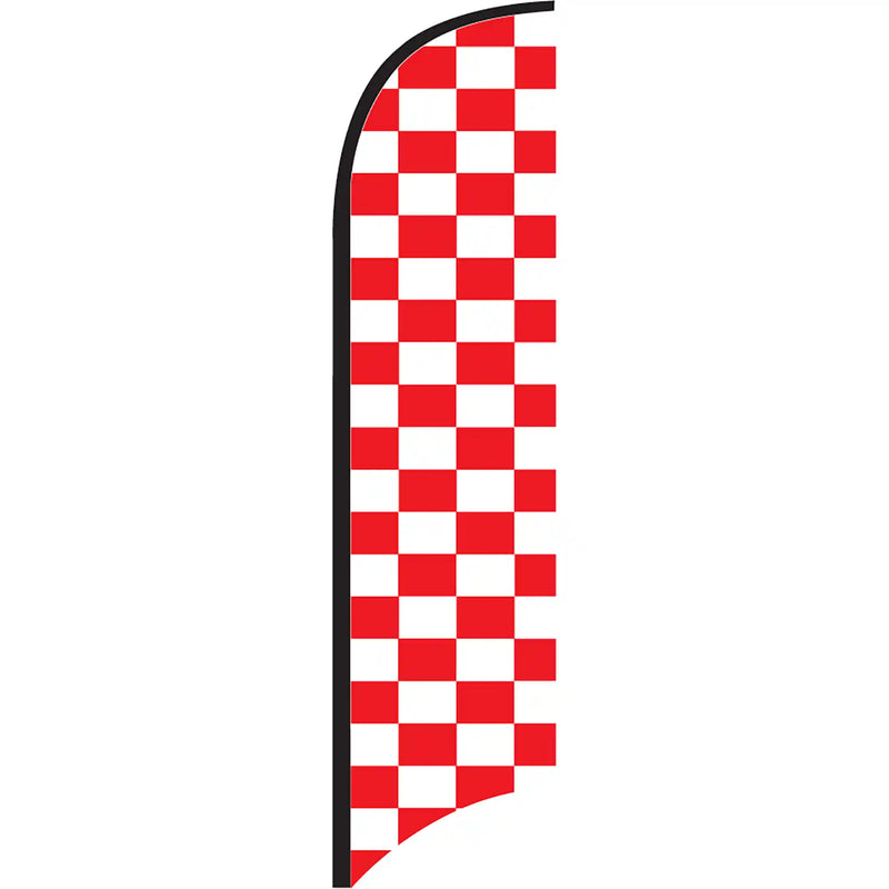Red and white Check Feather Flag