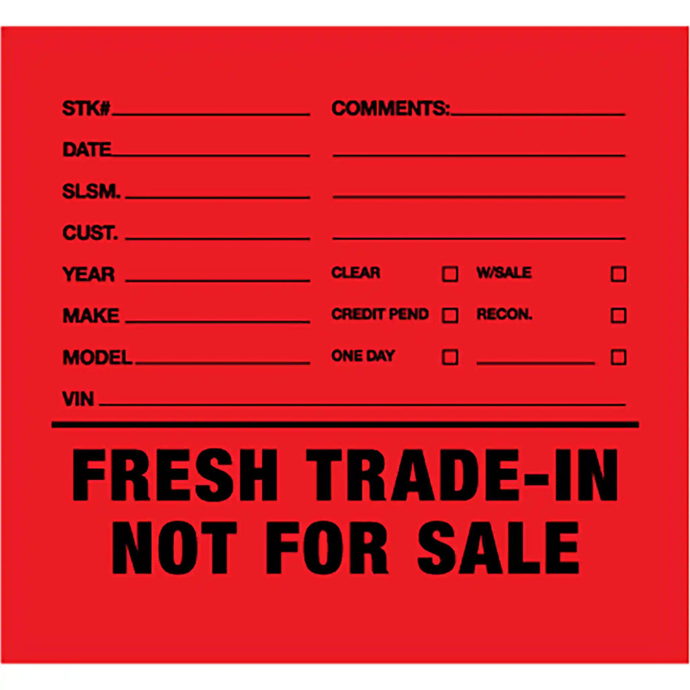Fresh Trade in  not for sale sticker red.