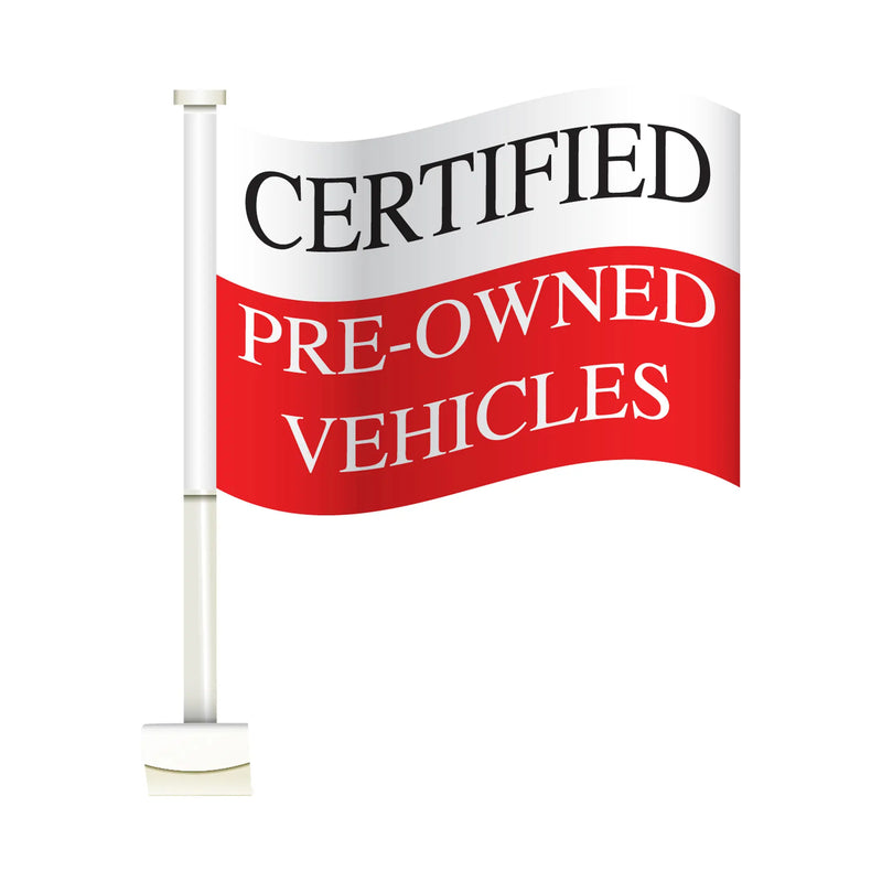 Certified Single Pane Clip-on Car Message Window Flags.