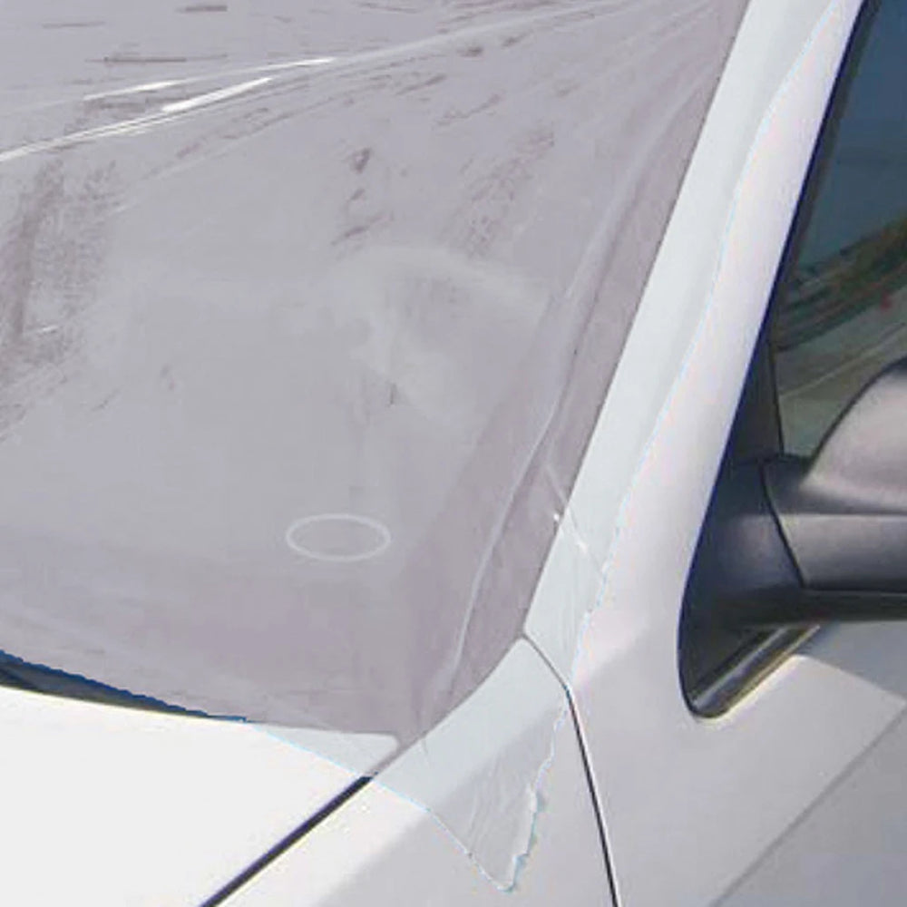 Crash wrap on windshield.