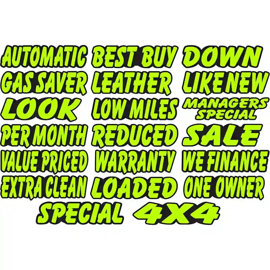 Chartreuse Die Cut Slogan Decals – 12 Pack